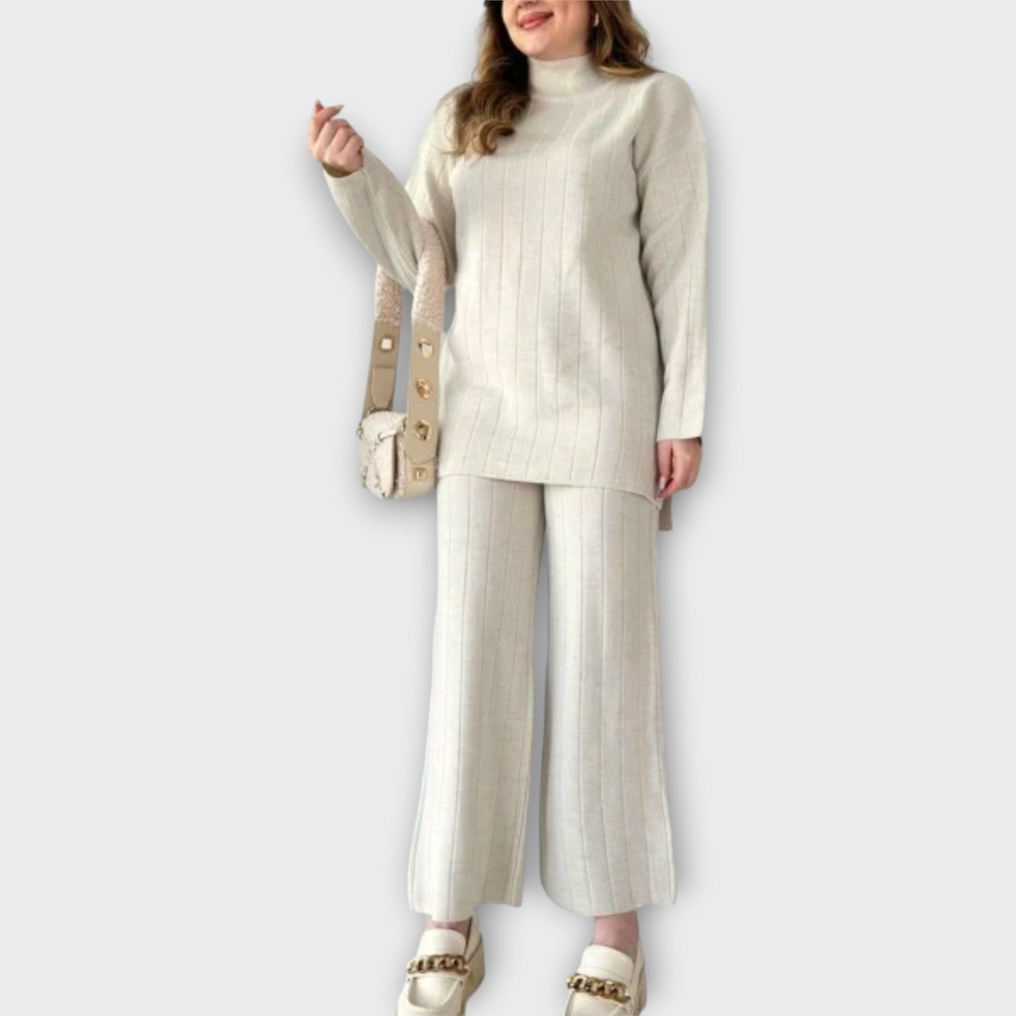 Pletený Set S Volným Střihem Pro Elegantní Dámský Vzhled