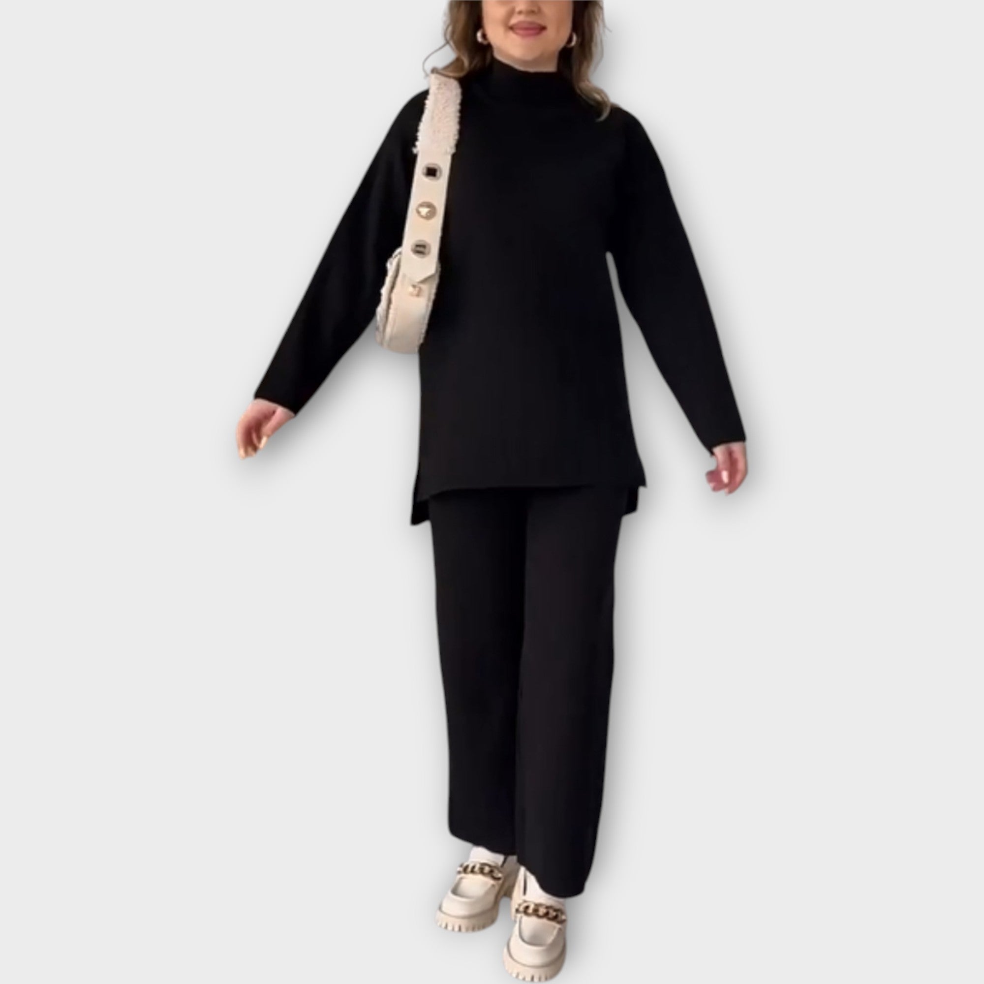 Pletený Set S Volným Střihem Pro Elegantní Dámský Vzhled