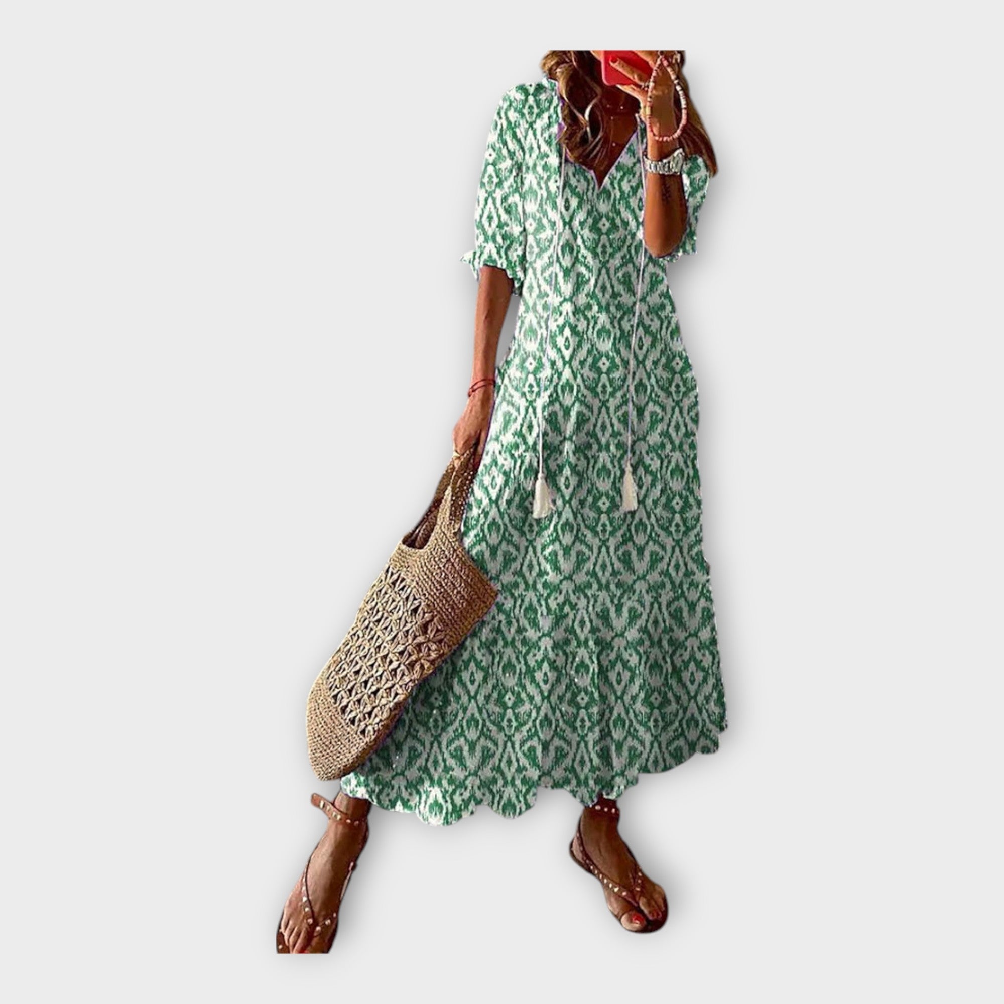 Vintage Šaty s Výšivkou a Véčkovým Výstřihem Modré