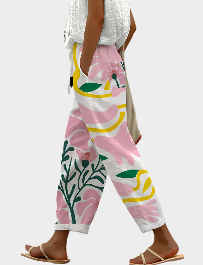 Volné Kalhoty S Botanickým Vzorem Boho Stylu Pro Letní Dny