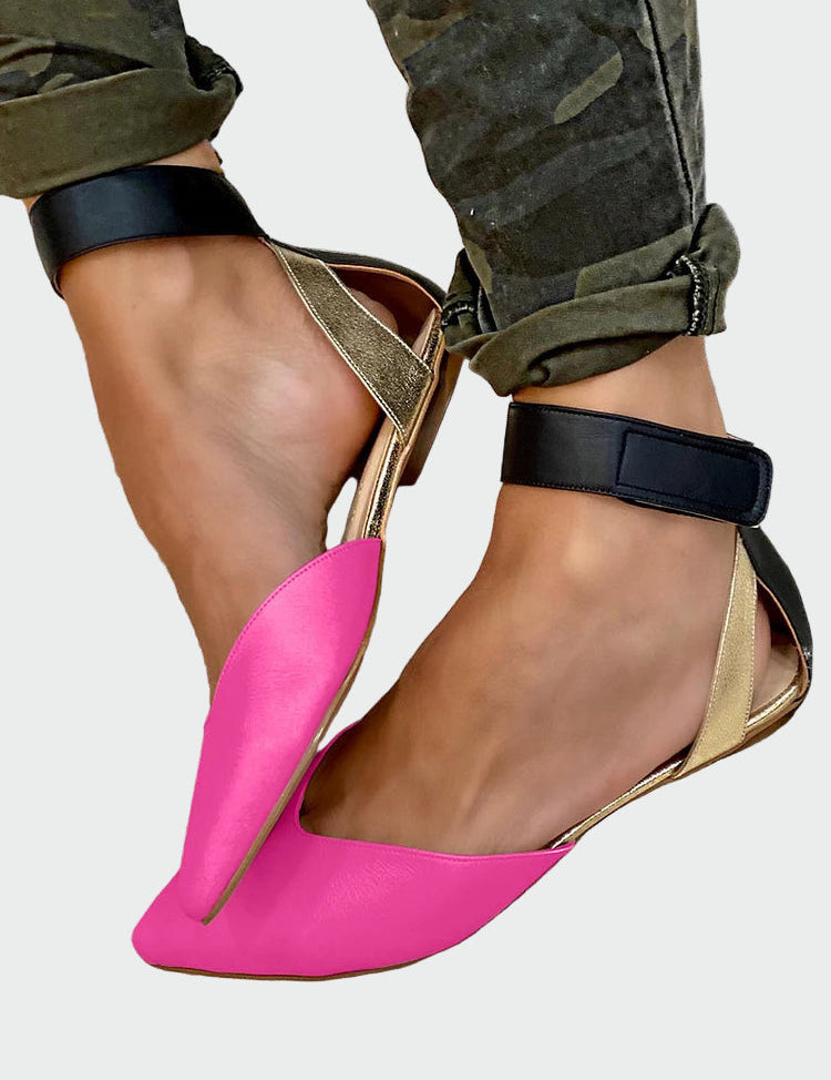 Élan Baleríny Dámské S Černým Páskem Béžové Zlaté Detaily