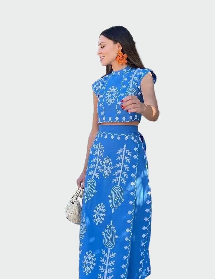 Elegantní Dvoudílný Set Se Vzory Lehká Příjemná Látka