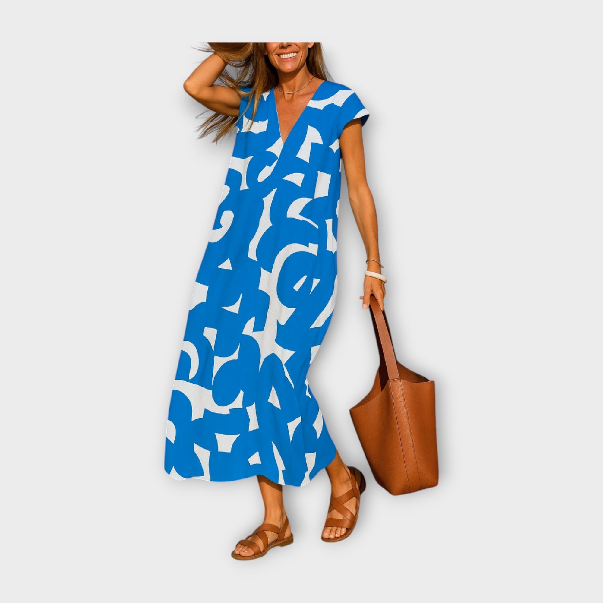 Dlouhé Šaty S Uměleckým Abstraktním Vzorem Letní Pohodou