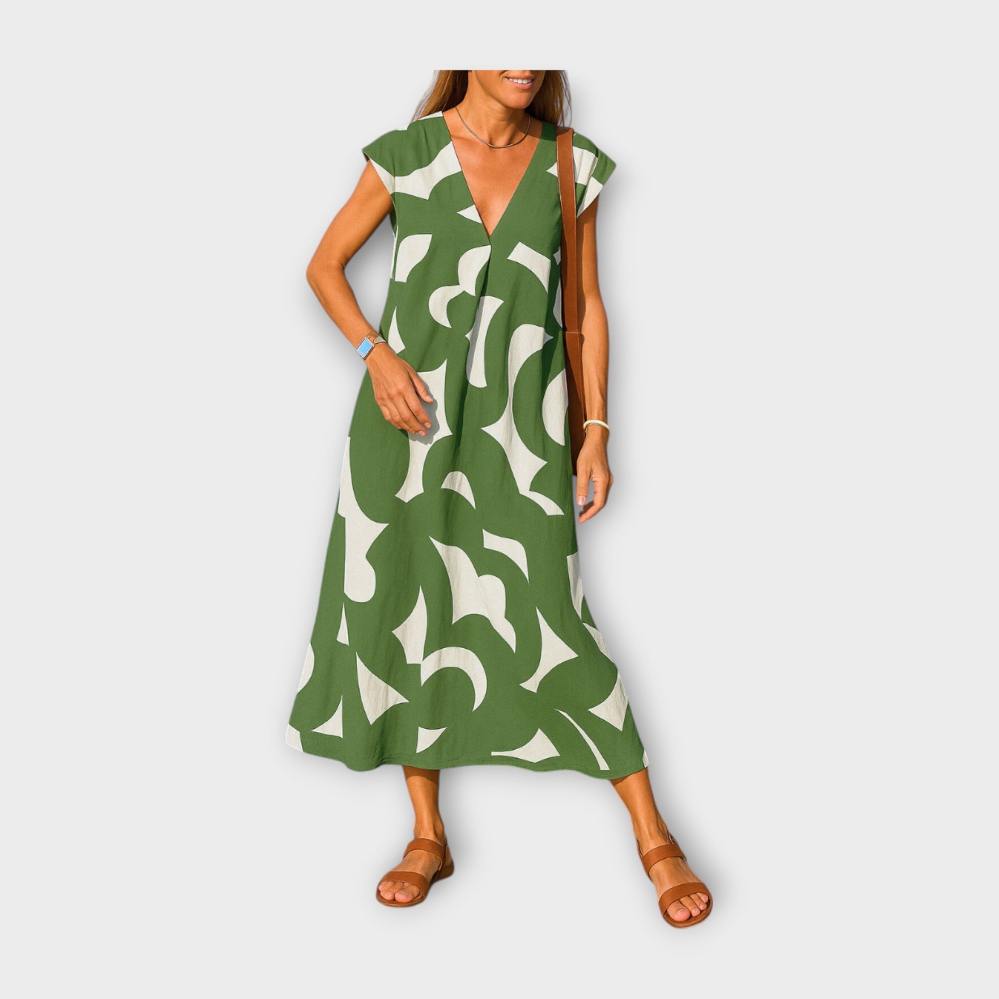 Dlouhé Šaty S Uměleckým Abstraktním Vzorem Letní Pohodou