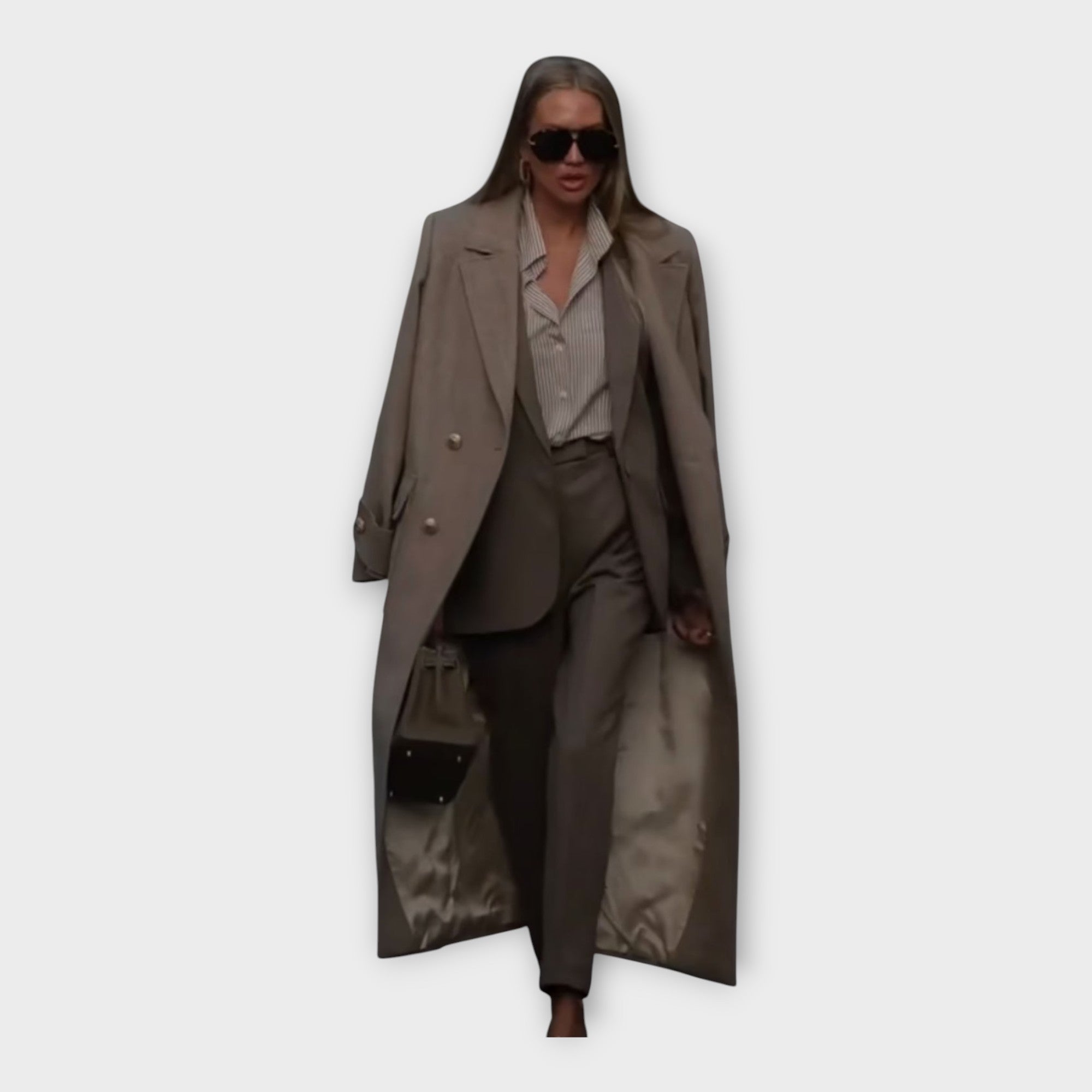 Elegantní Set Kalhotami Kabátem V Minimalistickém Střihu