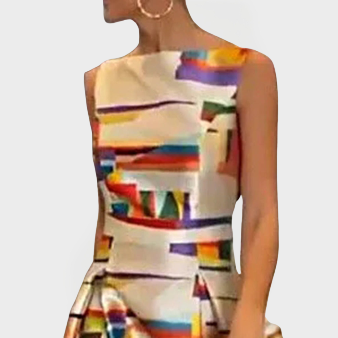 Dlouhé Šaty Geometrických Vzorů Moderní Střih Elegance