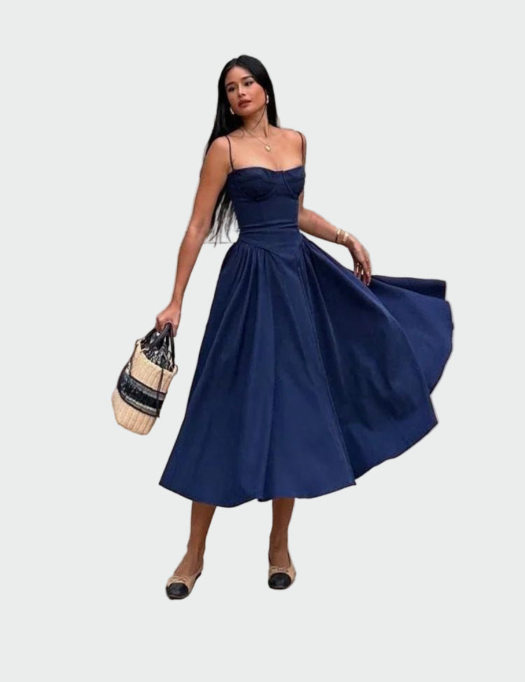 Saténové Maxi Šaty S Tenkými Ramínky Elegantní Design