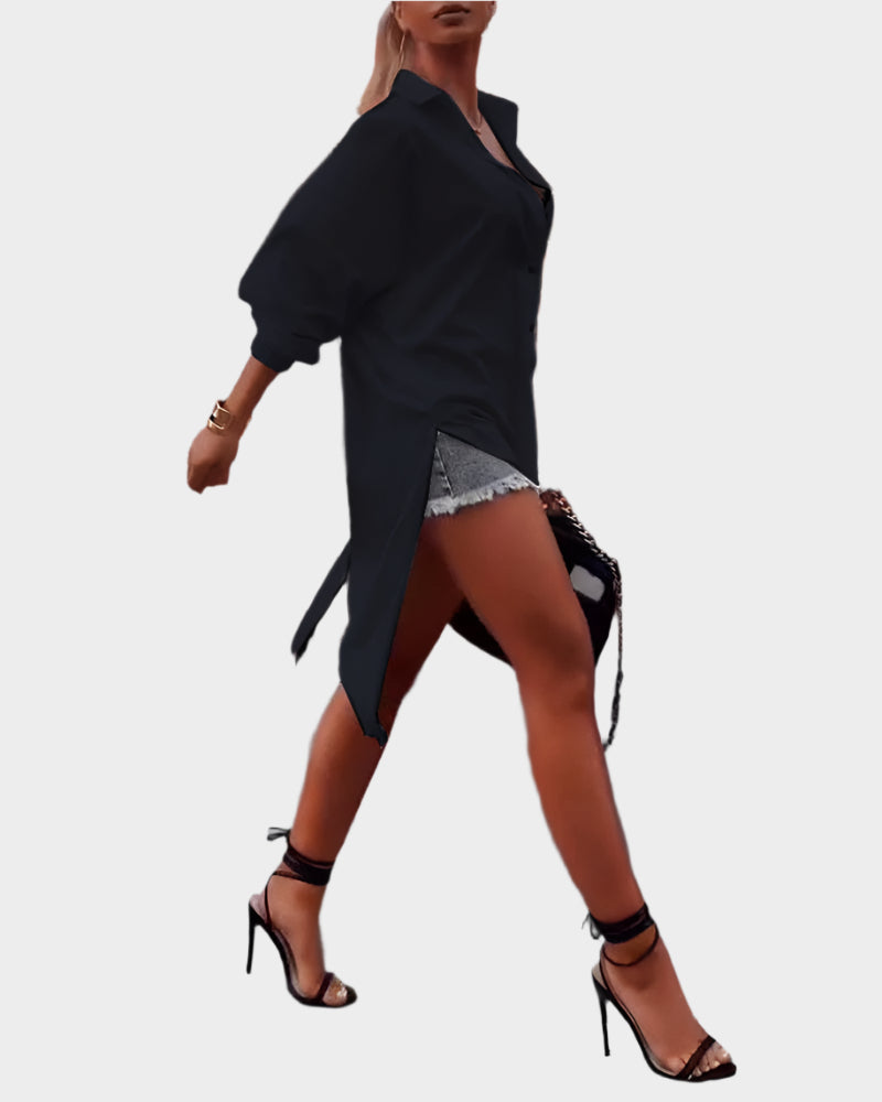 Košile S Rozparkem Oversized Pro Casual Styl Elegantní