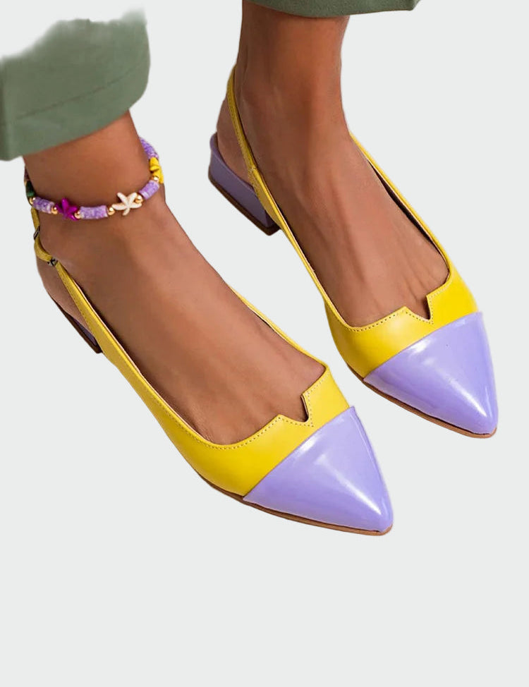 Baleríny Dvoubarevným Detalem Špičatou Špičkou Slingback