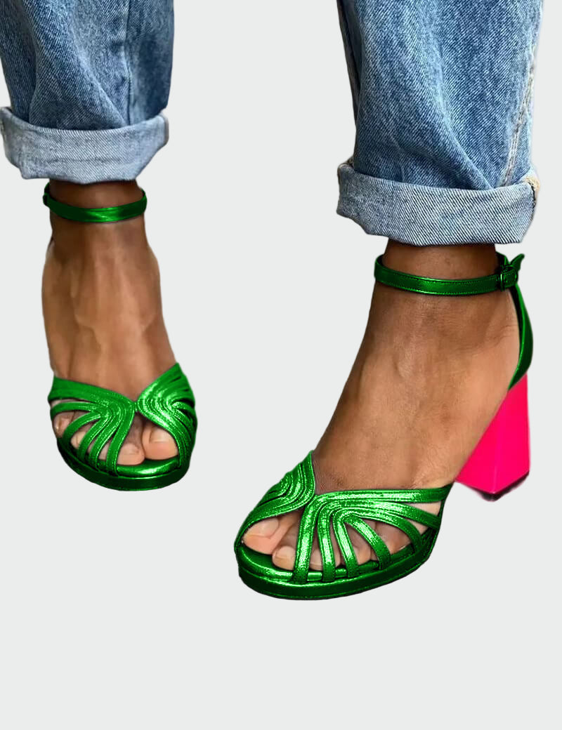 Dámské Sandály Dvoubarevný Podpatěk Stříbrný Lesk Elegantní