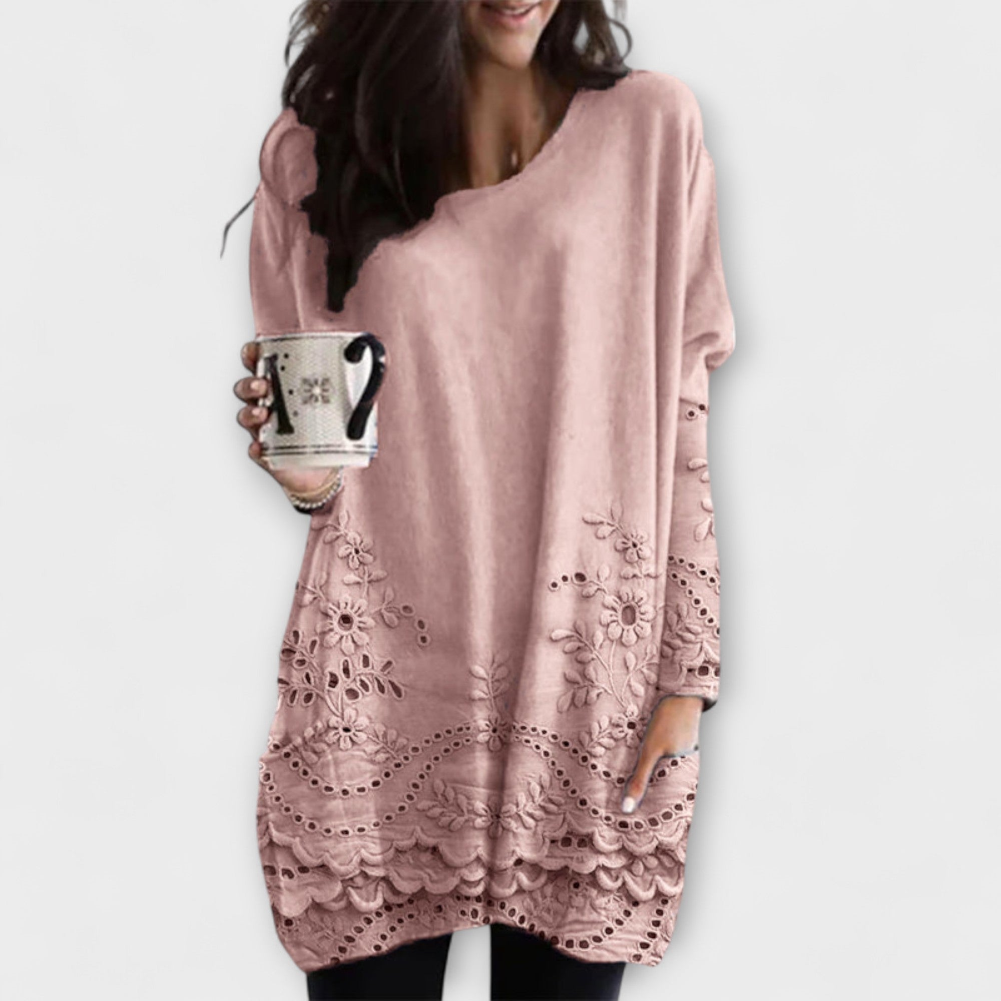 Riley Potiskovaný Svetr S Výšivkami Oversized Pohodlný