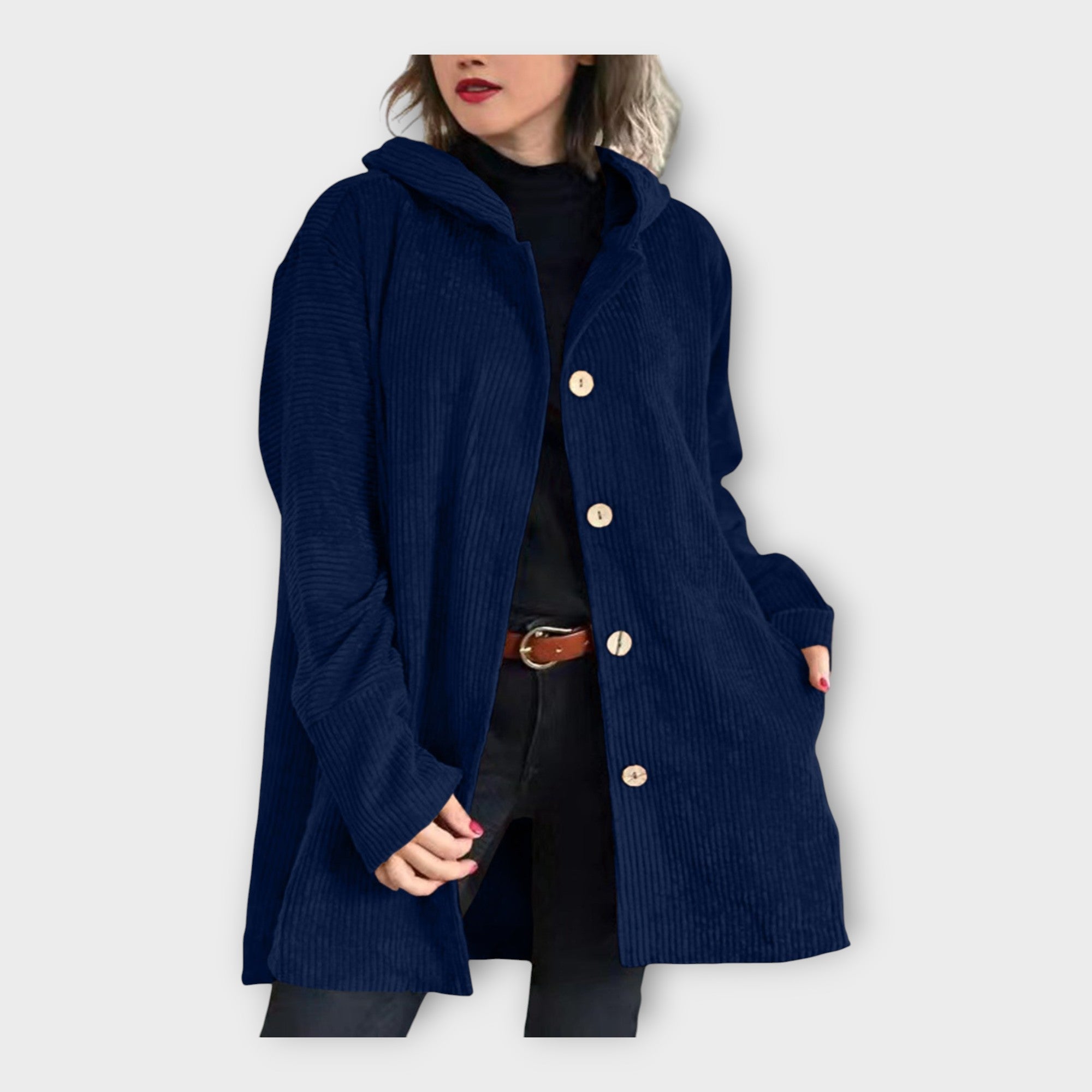 Dlouhý Kabát s Kapucí Každodenní Módní Vzhled Elegantní