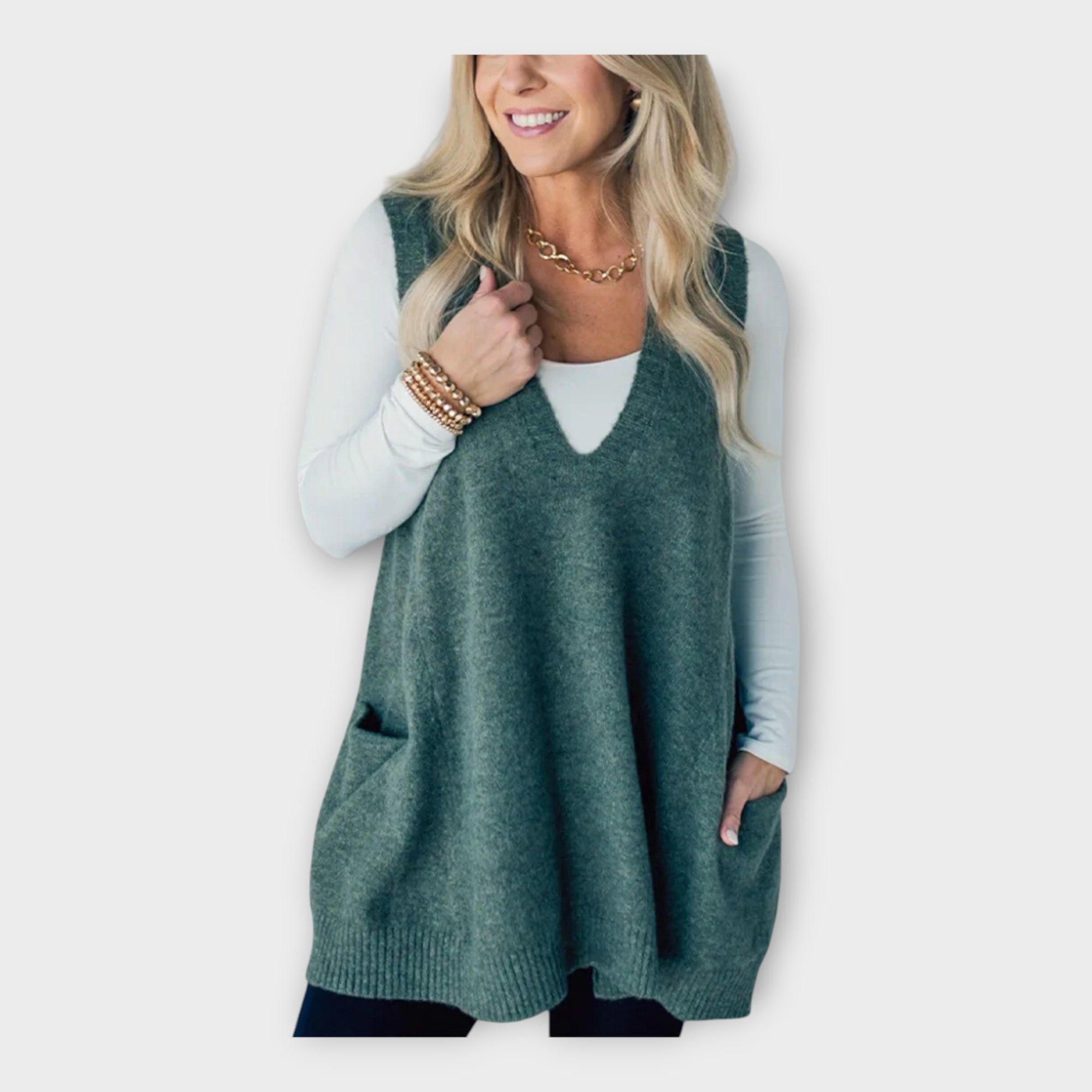 Pletená Vesta s Volným Střihem Elegantní Univerzální