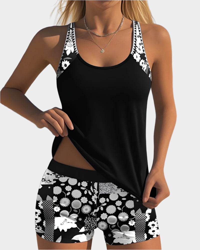 Dvoudílné Plavky S Květinovým Vzorem Růžové Barvy Letní