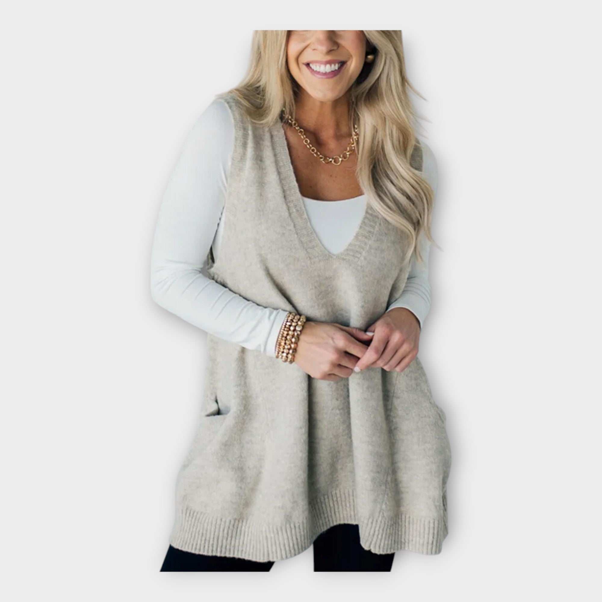 Pletená Vesta s Volným Střihem Elegantní Univerzální