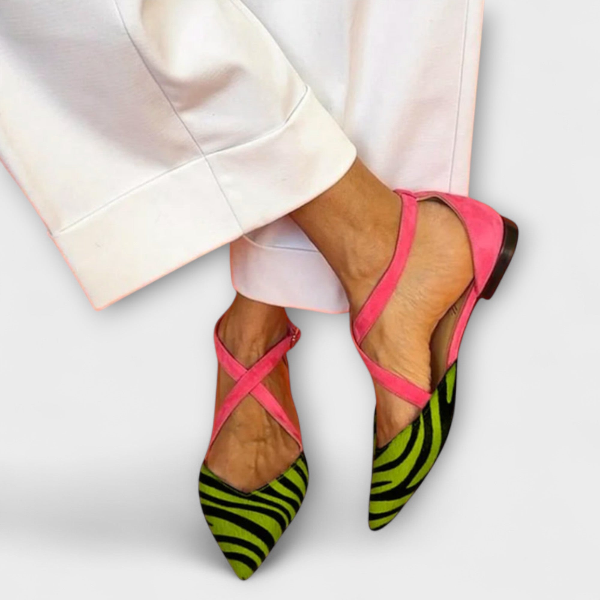 Fenna Baleríny S Pásky Zebra Vzor Fuchsiový Detail