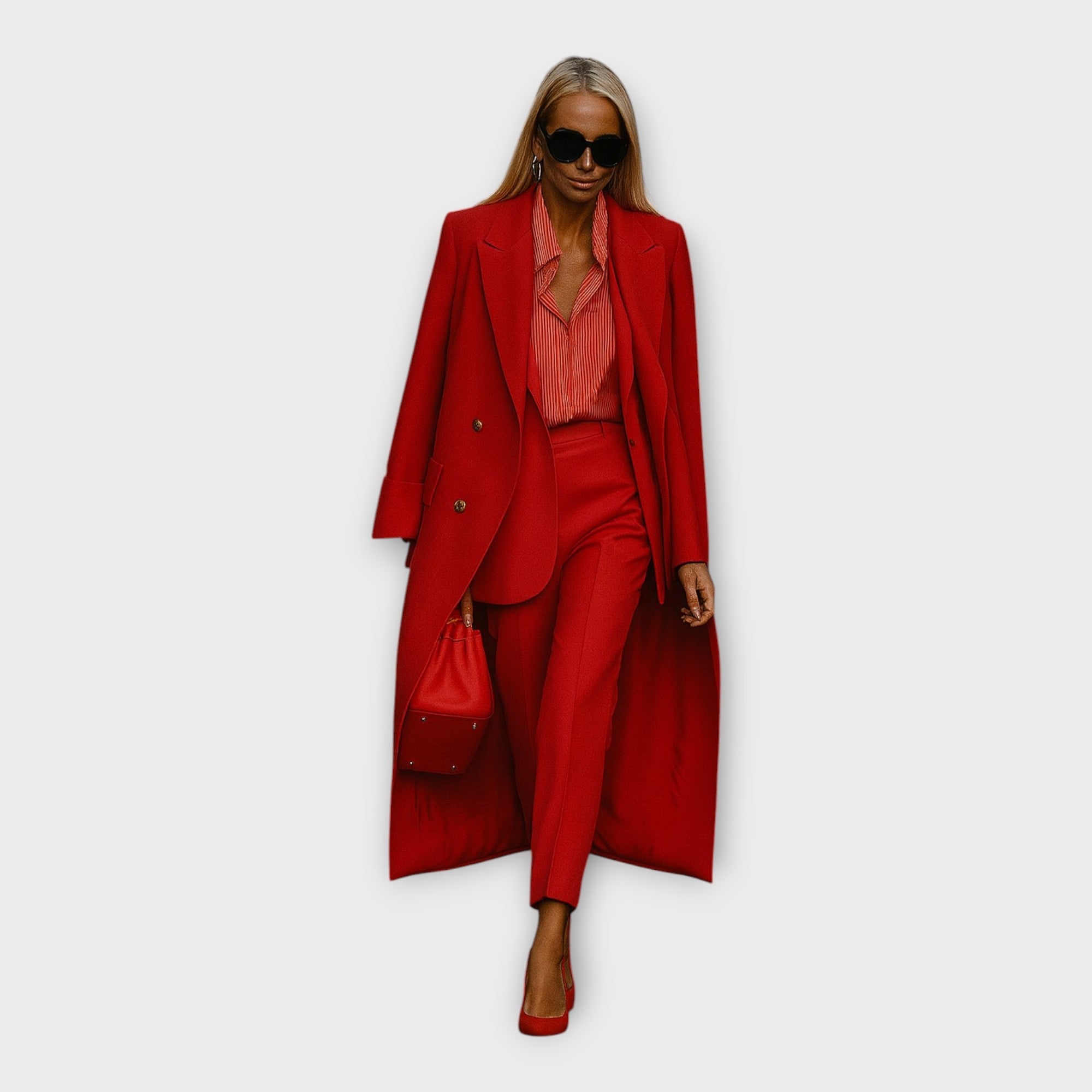 Elegantní Set Kalhotami Kabátem V Minimalistickém Střihu