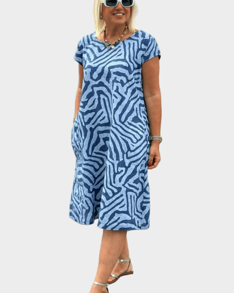 Letní Šaty Kulatým Výstřihem A Zebrovým Potiskem Pohodlné
