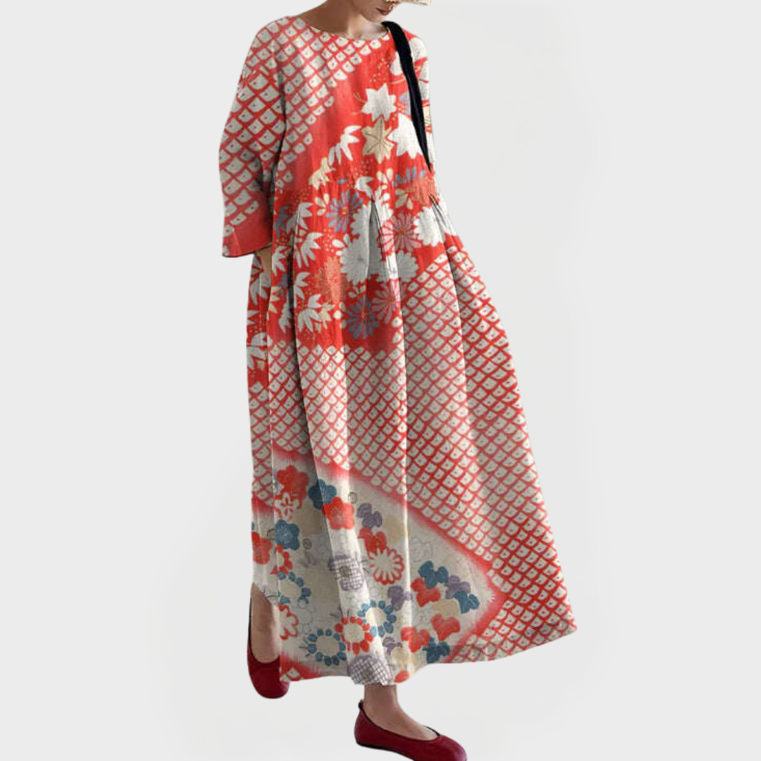 Elegantní Maxi Šaty Z Lněného Materiálu Květinovou Krajkou