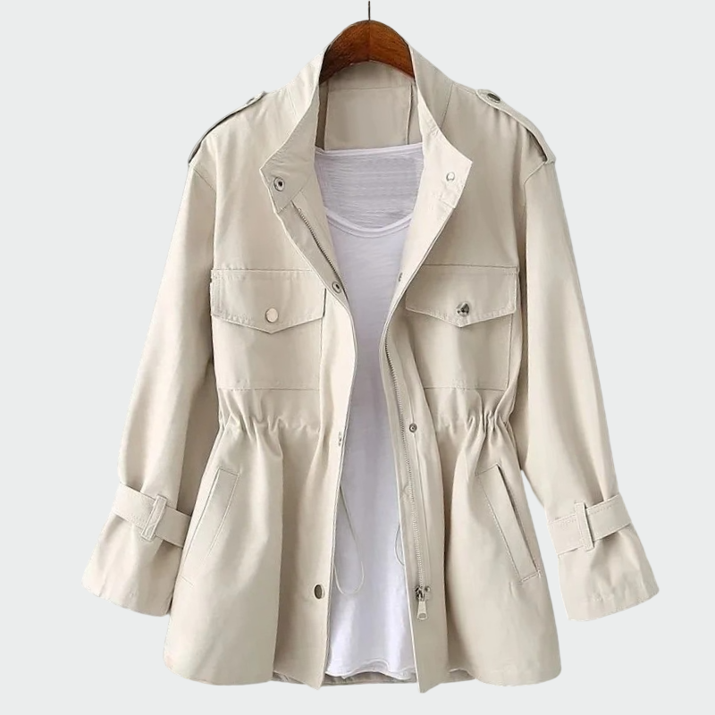 Dlouhý Kabát Béžový S Páskem Pro Ženy Elegantní Všestranný