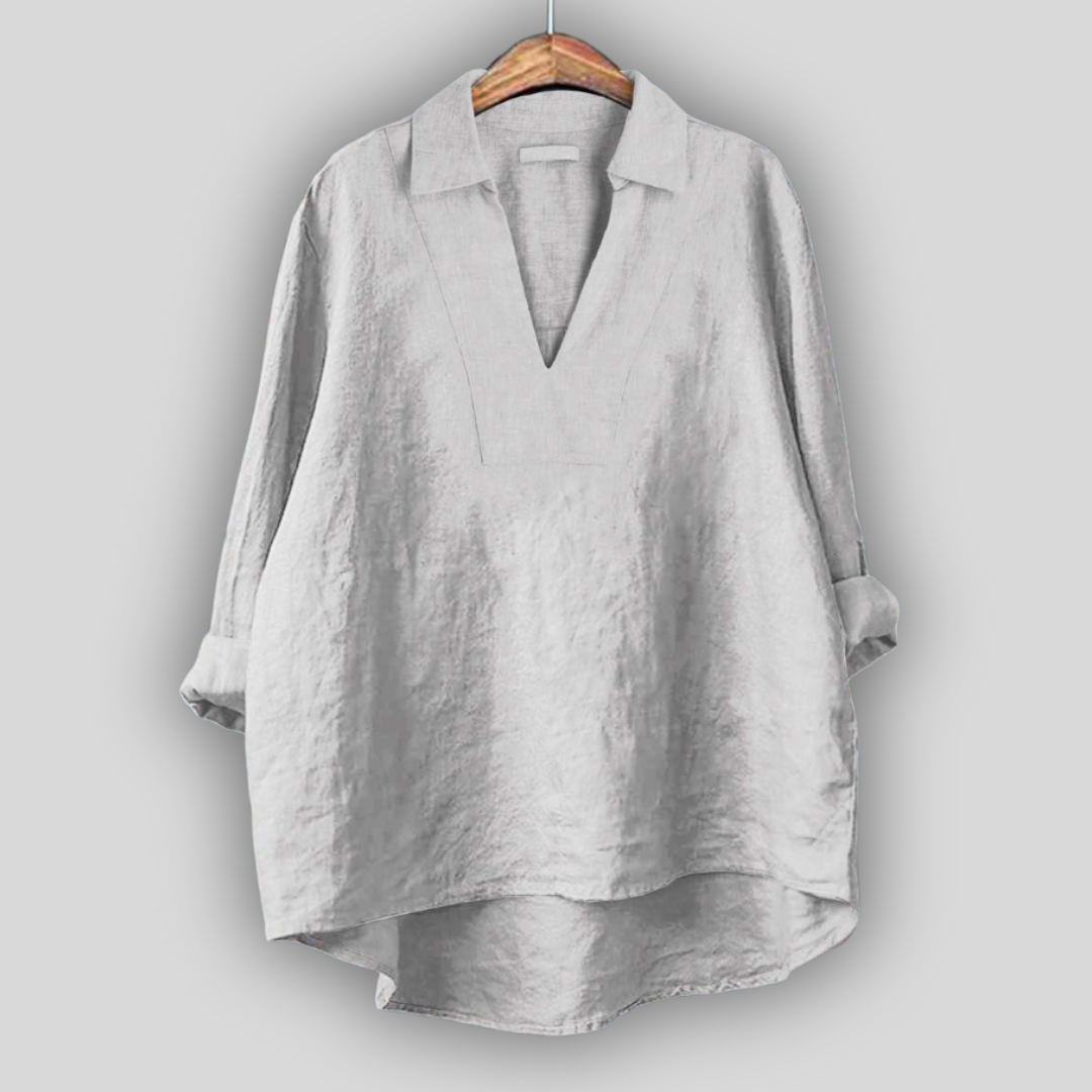 Lněná Blůza Stříbrná Elegance Minimalistická Krása Stylu