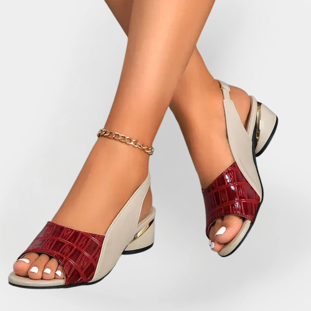 Kožené Sandály Sofia Croco Vzor Elegantní Komfort Pohodlí