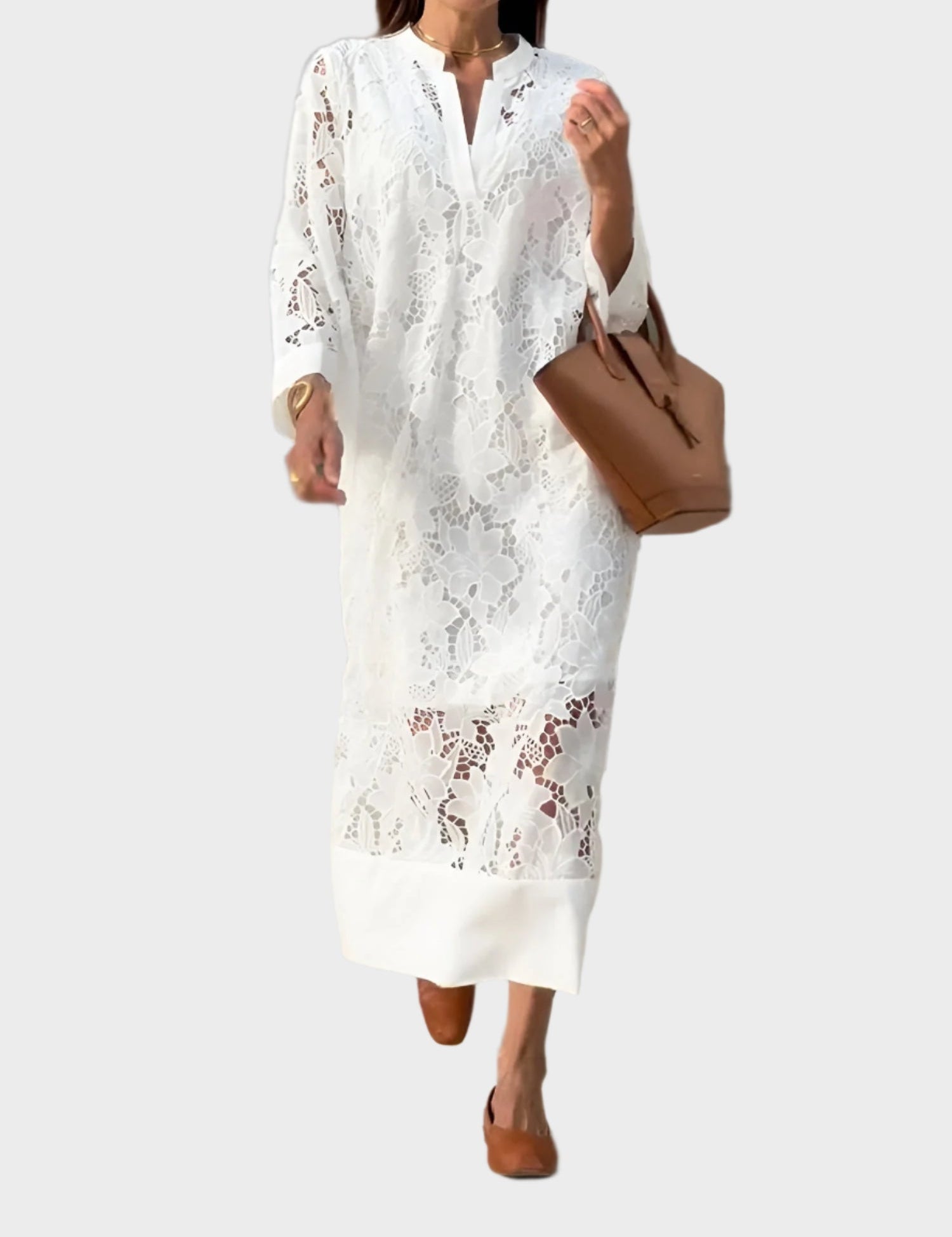 Krajkové Šaty s Vyšívaným Vzorem Lehkým Střihem s Eleganci