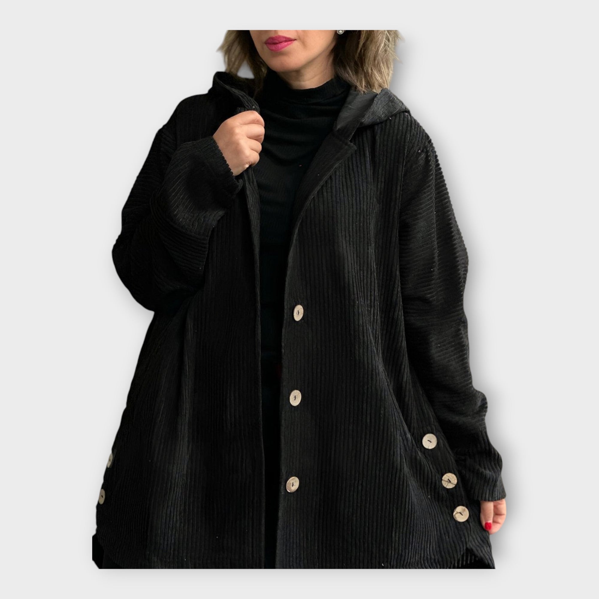 Dlouhý Kabát s Kapucí Každodenní Módní Vzhled Elegantní