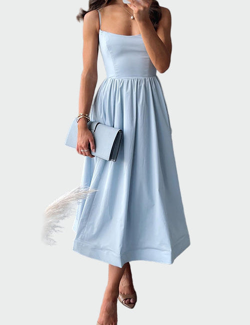 Elegantní Midi Šaty S Tenkými Ramínky Pro Letní Příležitosti