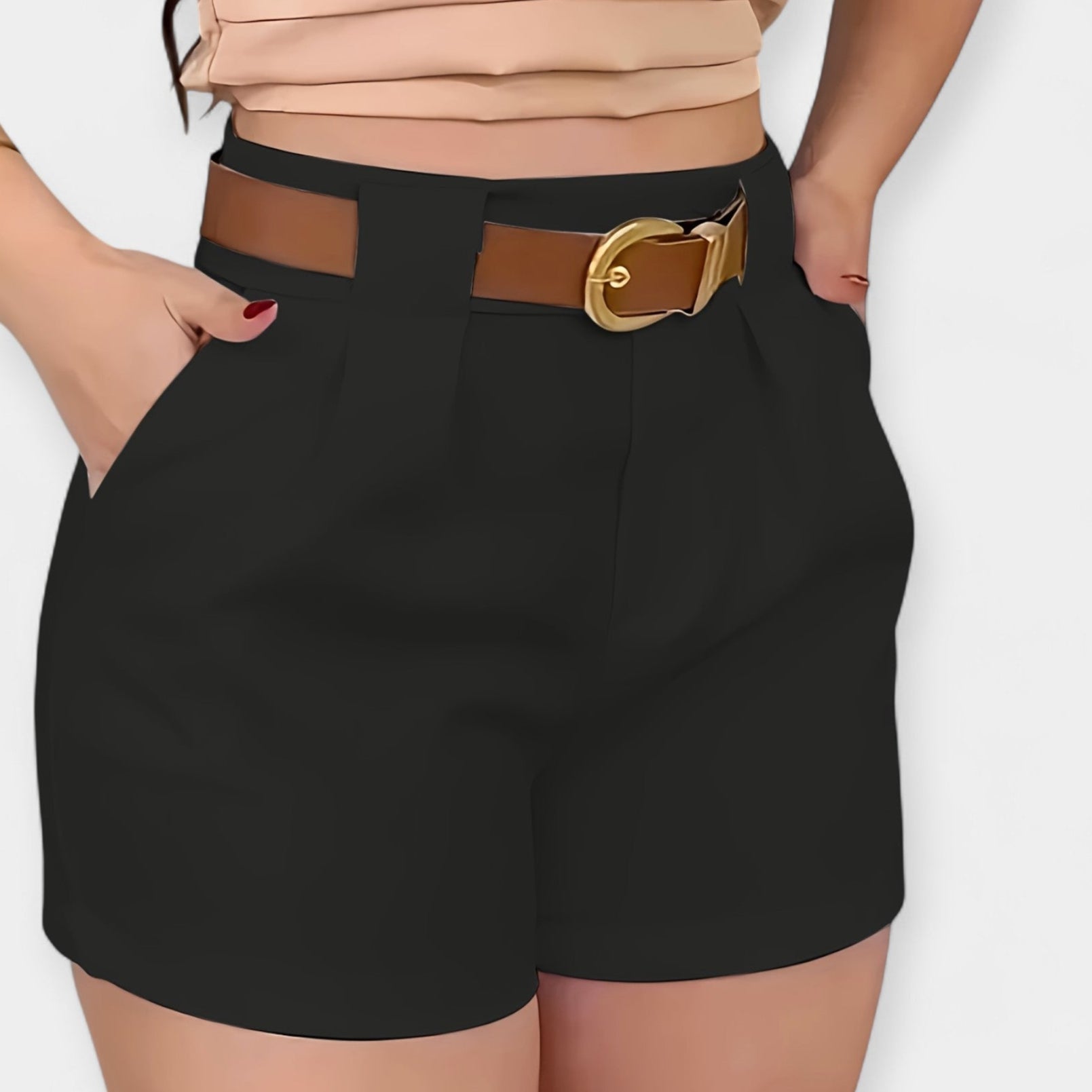 Vysoký Pas Plisované Šortky Bílé Elegantní Letní Pohodlí