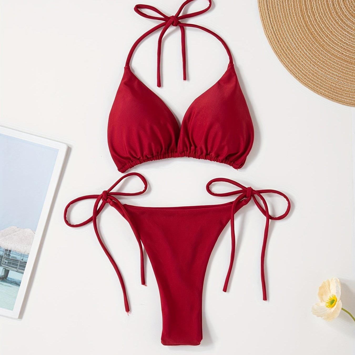 Halter Bikini S Vřezem Kalhotek Pro Ženy Elegantní Plavky