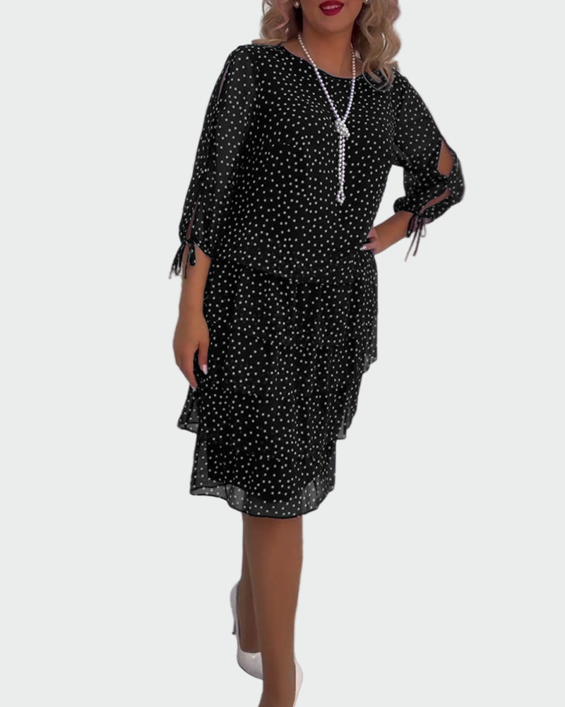 Klasické Puntíkované Dámské Šaty Černé Pozadí s Bílými detaily