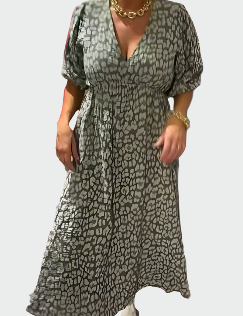 Letní Vzdušné Maxi Šaty Růžová Bílá Geometrie Výstřih