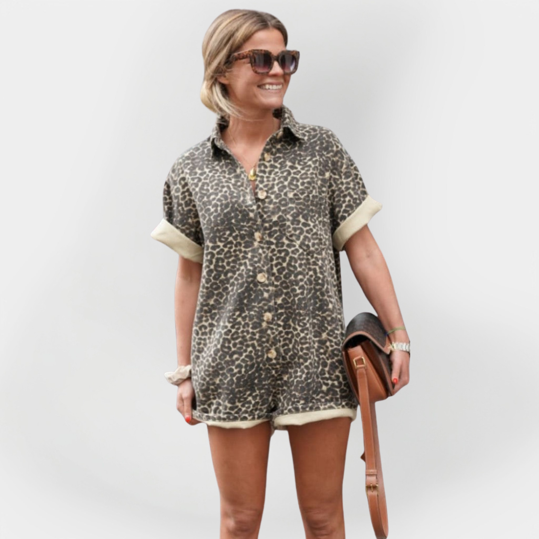 Stylový Overal S Leopardím Vzorem Pro Každodenní Pohodu