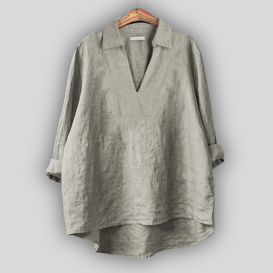 Lněná Blůza Stříbrná Elegance Minimalistická Krása Stylu