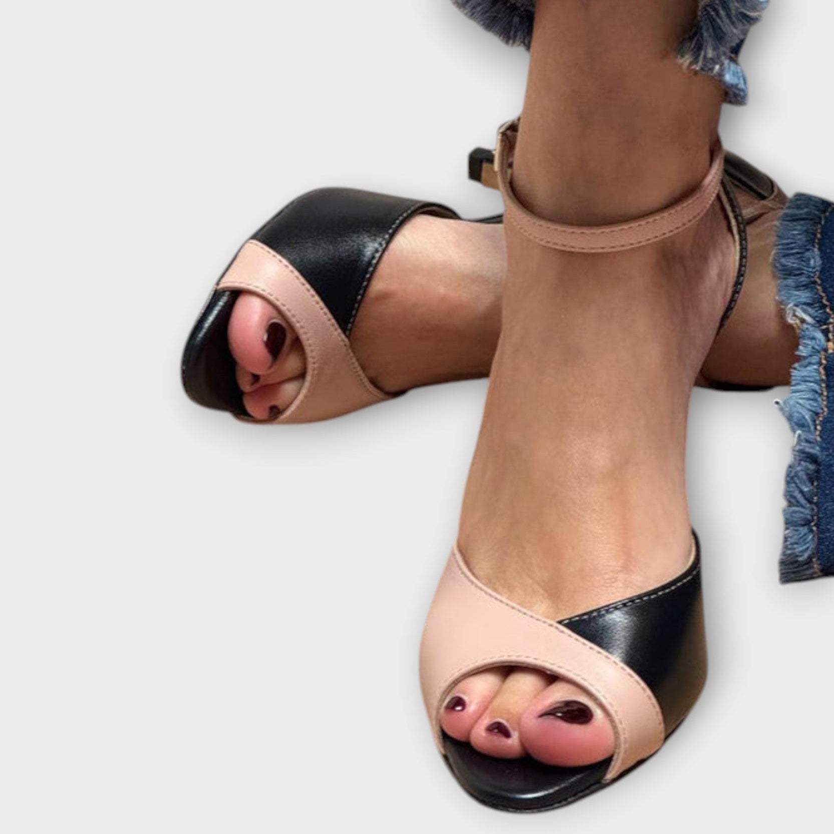 Dvoubarevná Růžová Elegance Noirella Boty na Podpatku