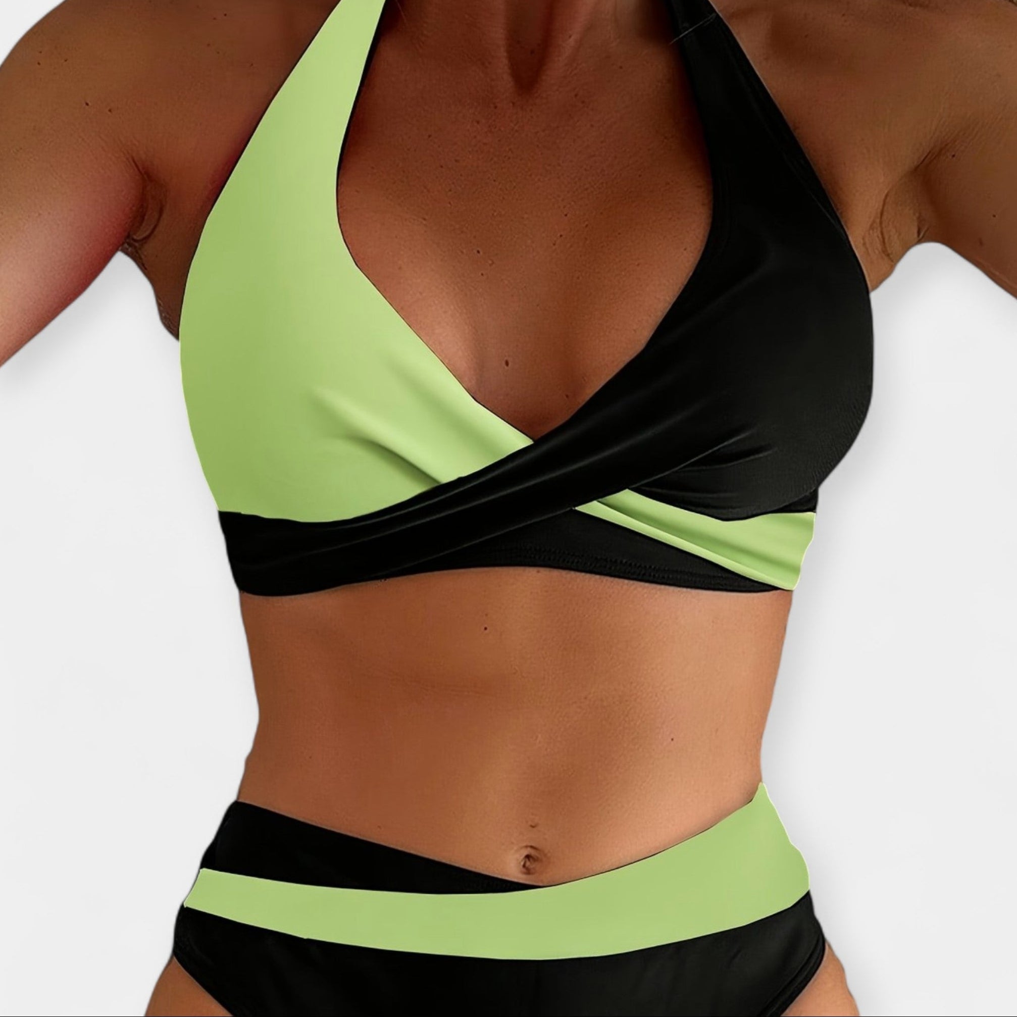 Překřížený Výstřih Bikini Dvoudílné Plavky U Krku Letní