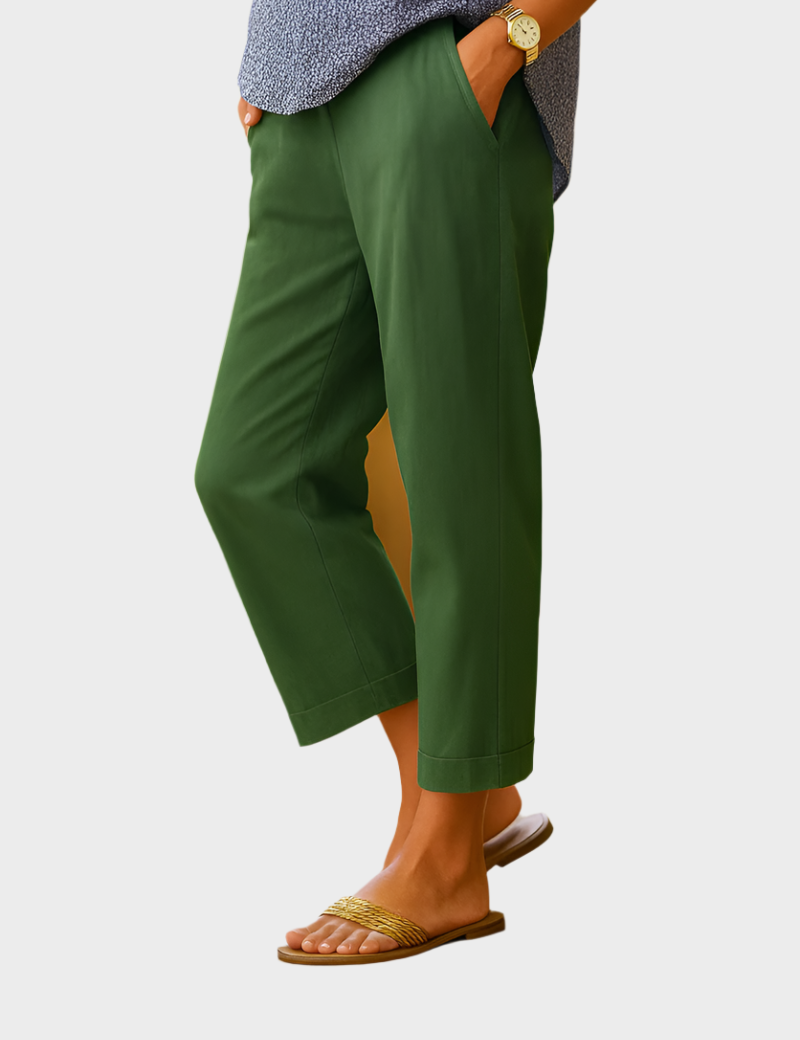 Letní Cropped Kalhoty Ze Směsi Lnu A Bavlny Bílé Lehké