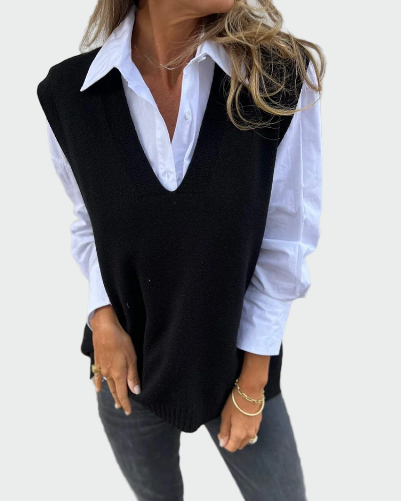 Pletená Vesta S Minimalistickým Designem Každodenní Vrstvení