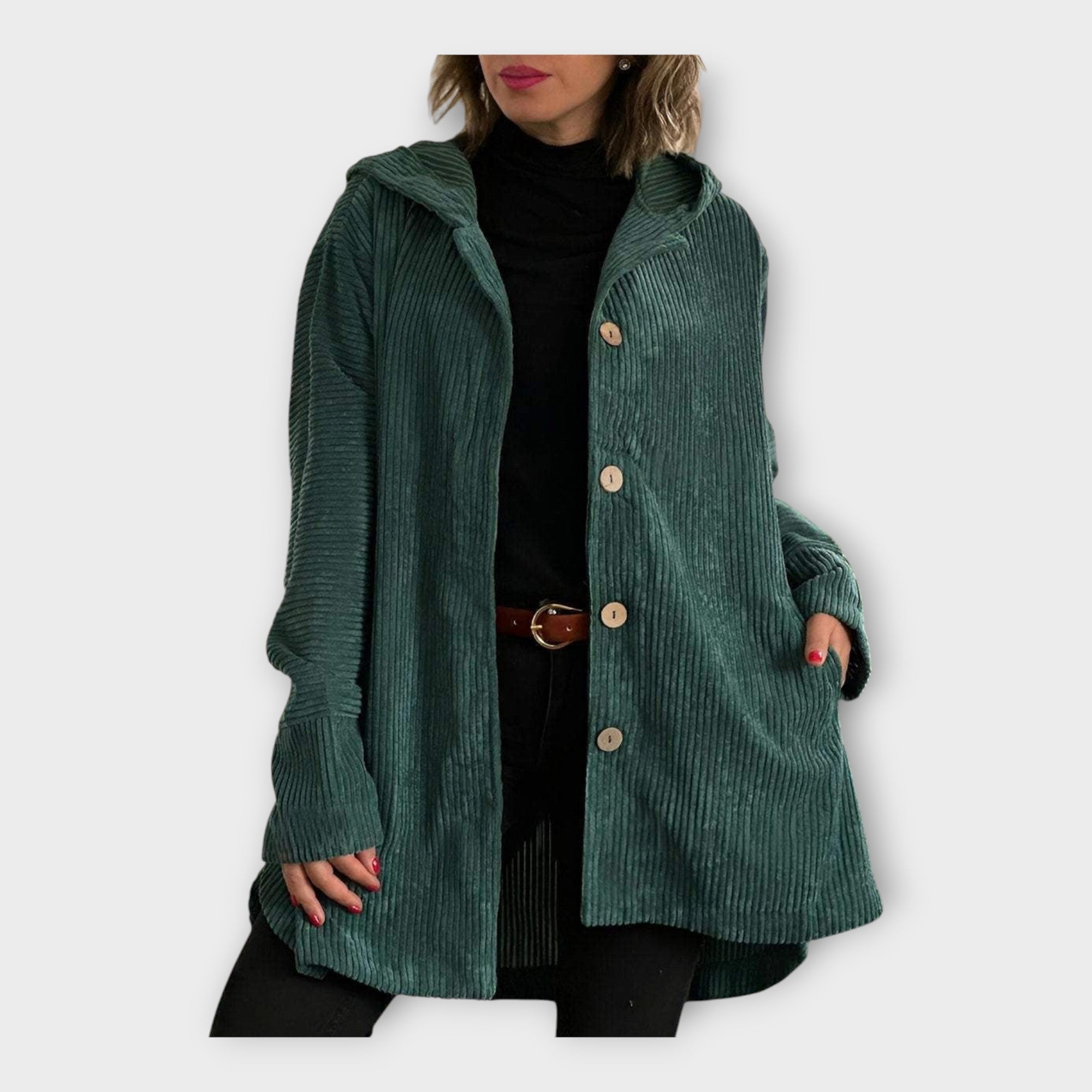 Dlouhý Kabát s Kapucí Každodenní Módní Vzhled Elegantní