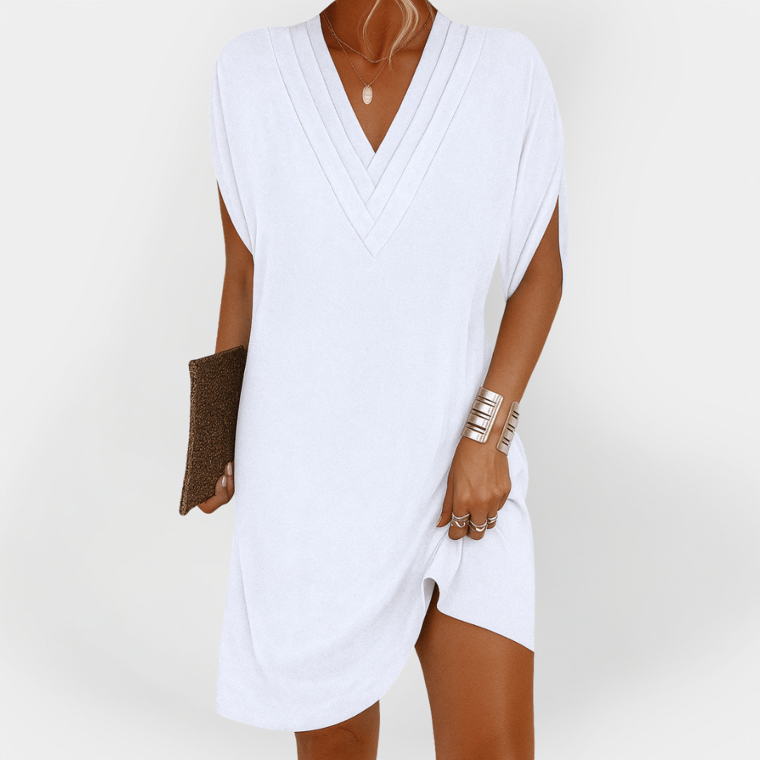 Elegantní Volné Šaty SV Výstřihem Pro Každodenní Vycházky