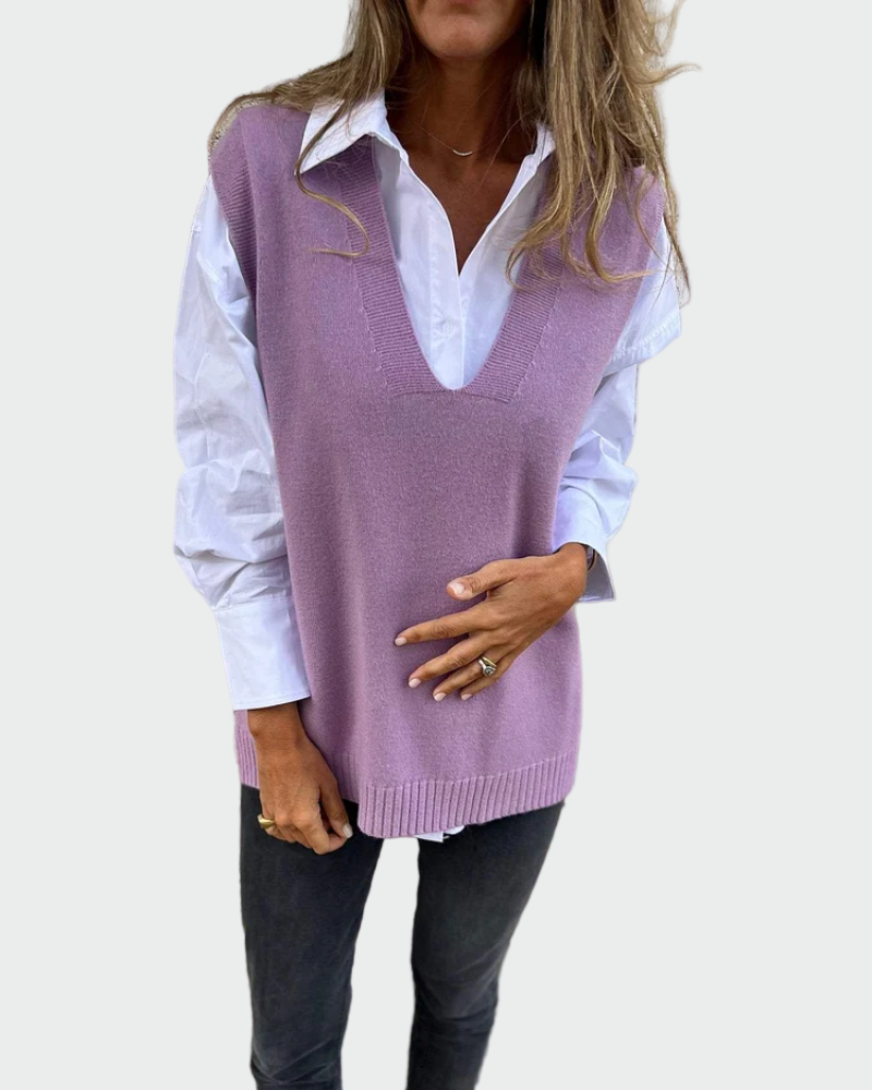 Pletená Vesta S Minimalistickým Designem Každodenní Vrstvení