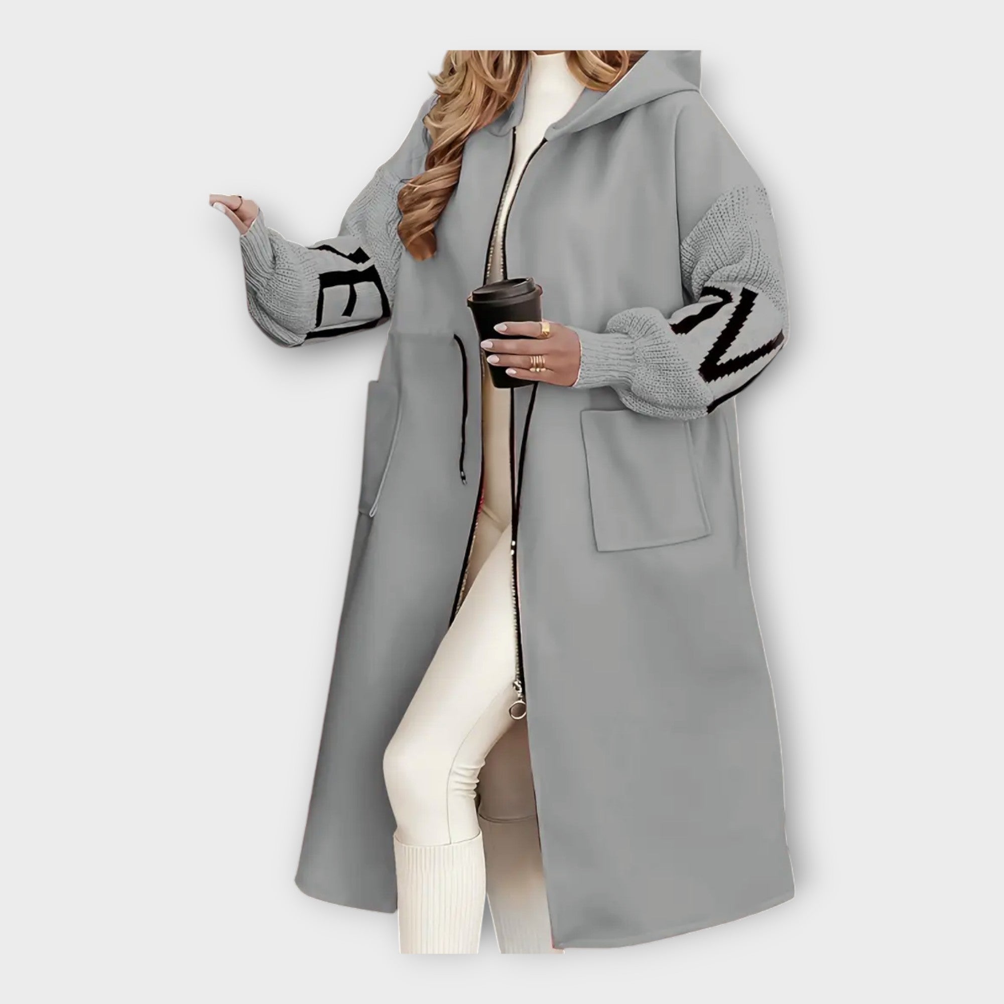 Elegantní Dlouhý Kabát S Moderními detaily Pro Příležitosti