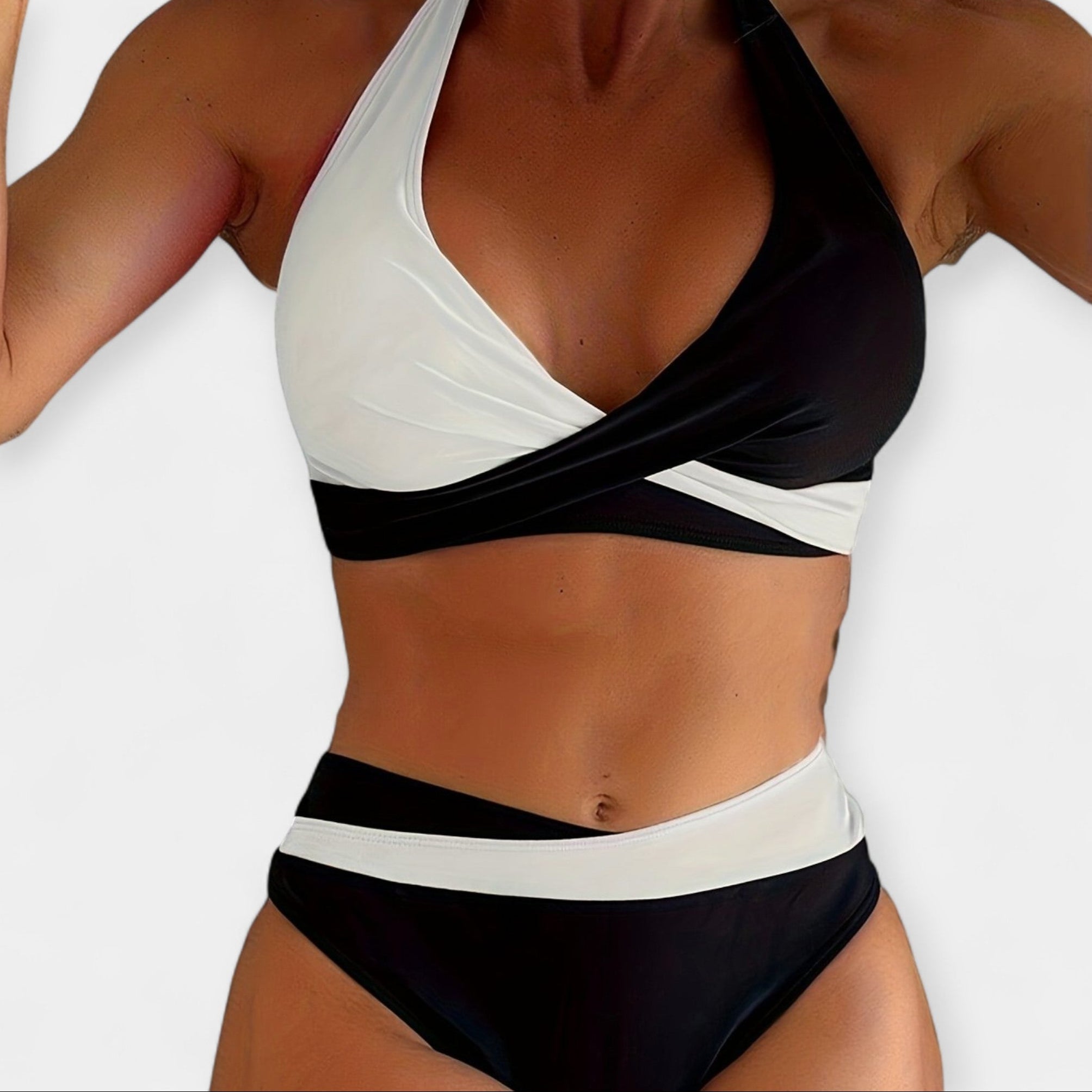 Překřížený Výstřih Bikini Dvoudílné Plavky U Krku Letní