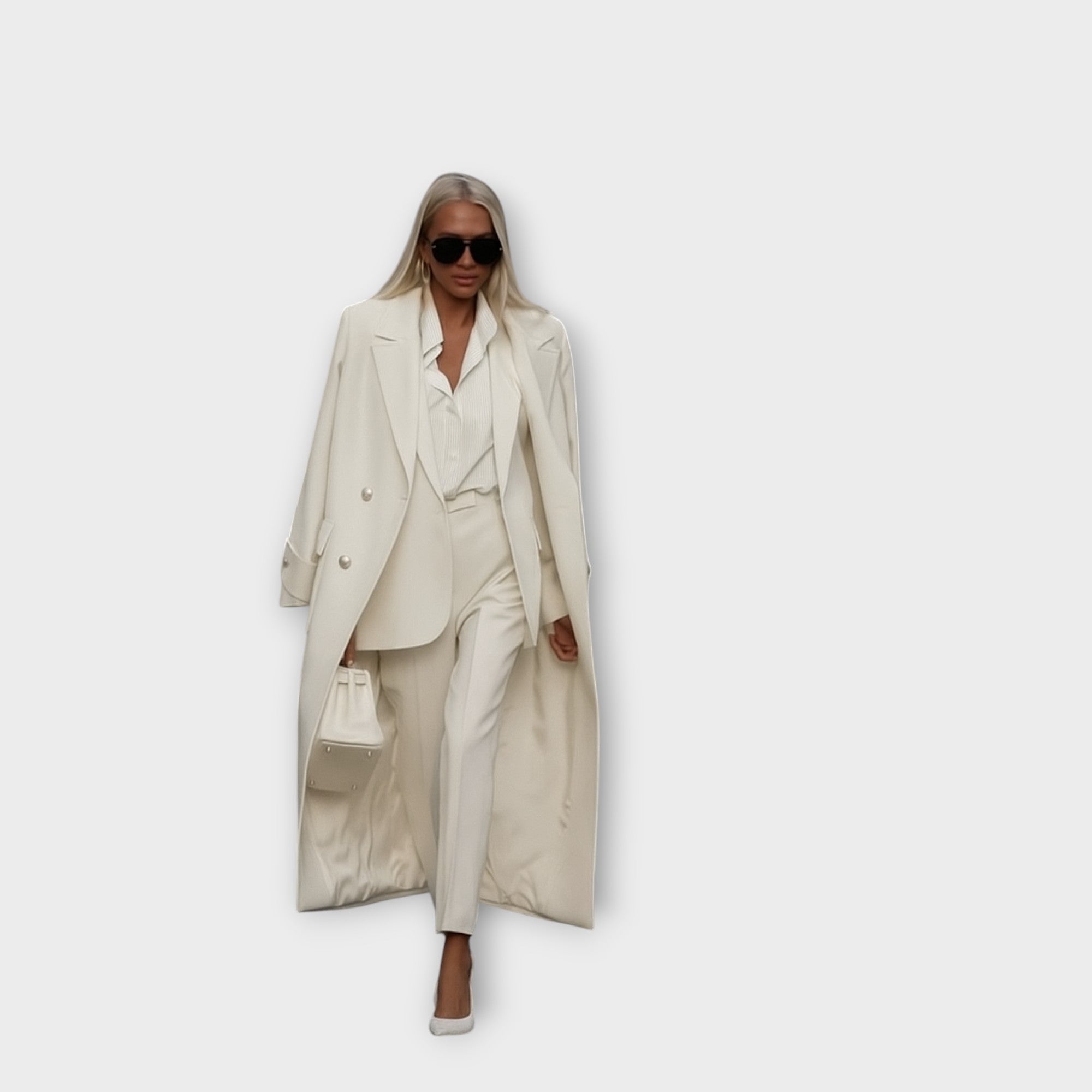 Elegantní Set Kalhotami Kabátem V Minimalistickém Střihu