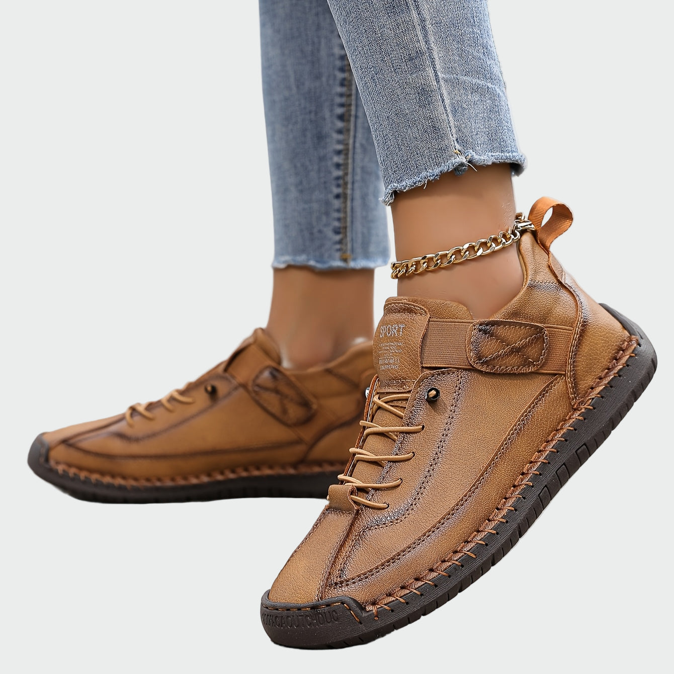 Ortopedické Kožené Sneakers Pro Ženy Šedozeleném Odstínu