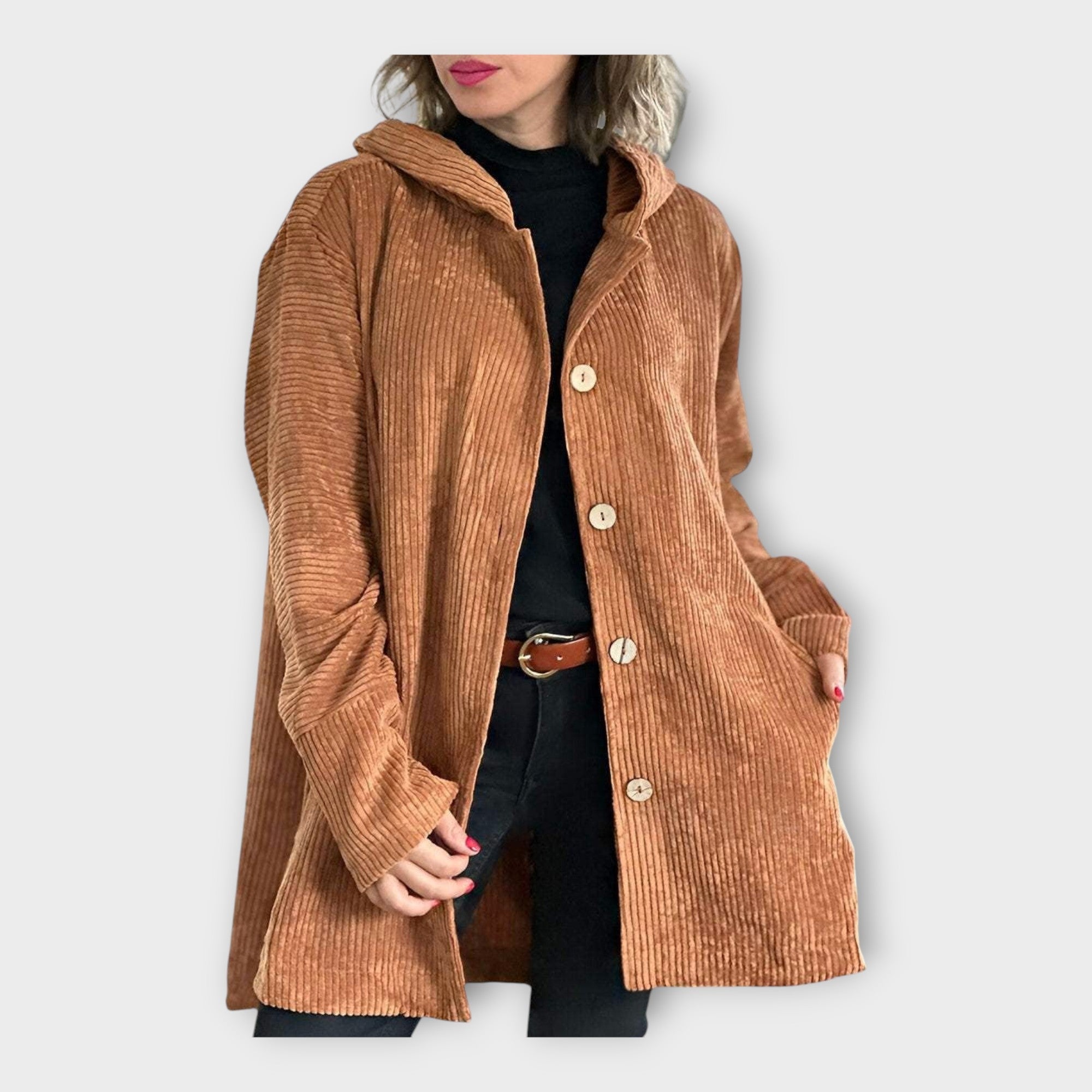 Dlouhý Kabát s Kapucí Každodenní Módní Vzhled Elegantní