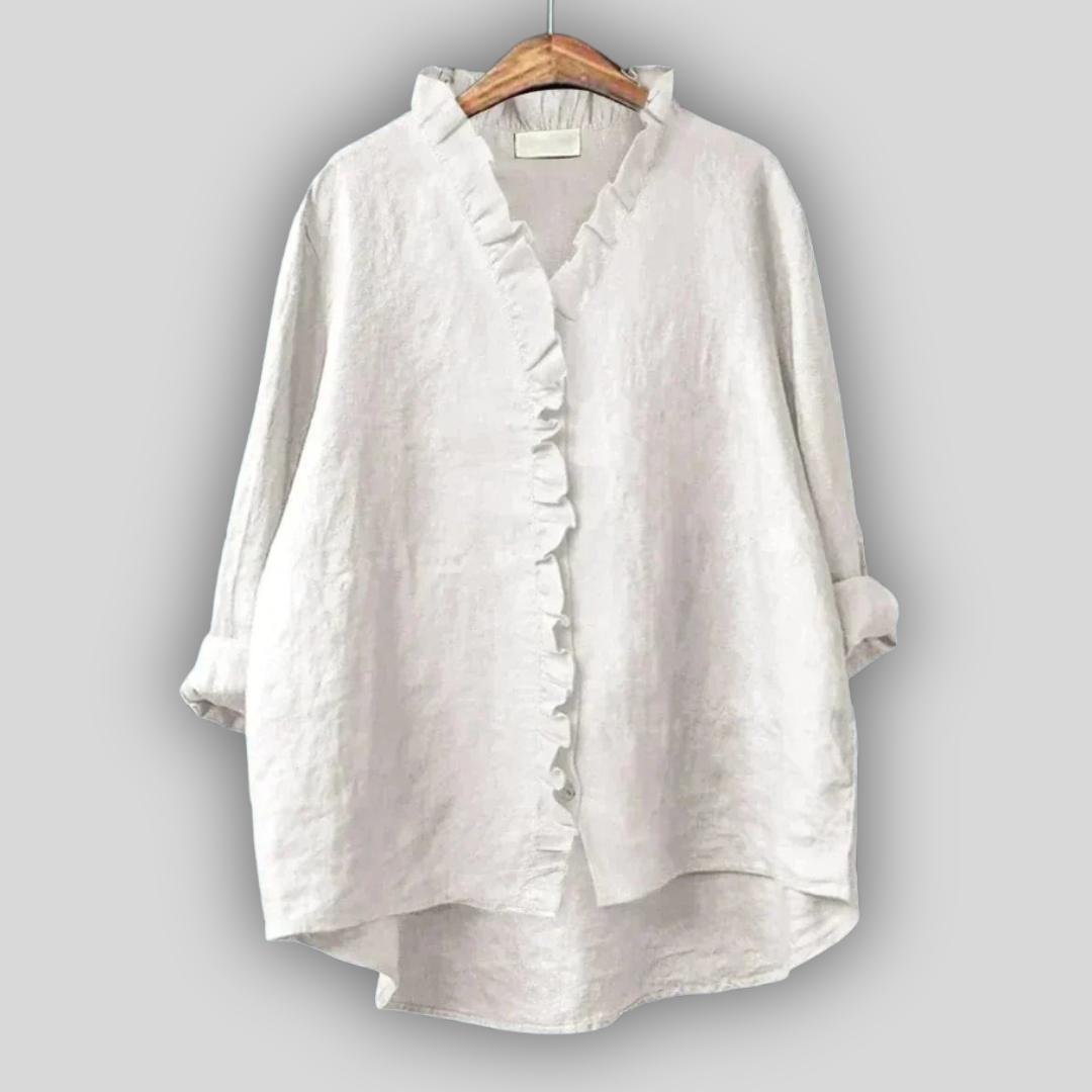 Lehká Lněná Blůza Zemitá Elegance Pro Každý Den Pohodlí