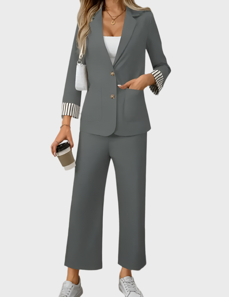 Dámský Béžový Kostým Sako Sada Pro Kancelářský Elegantní Vzhled