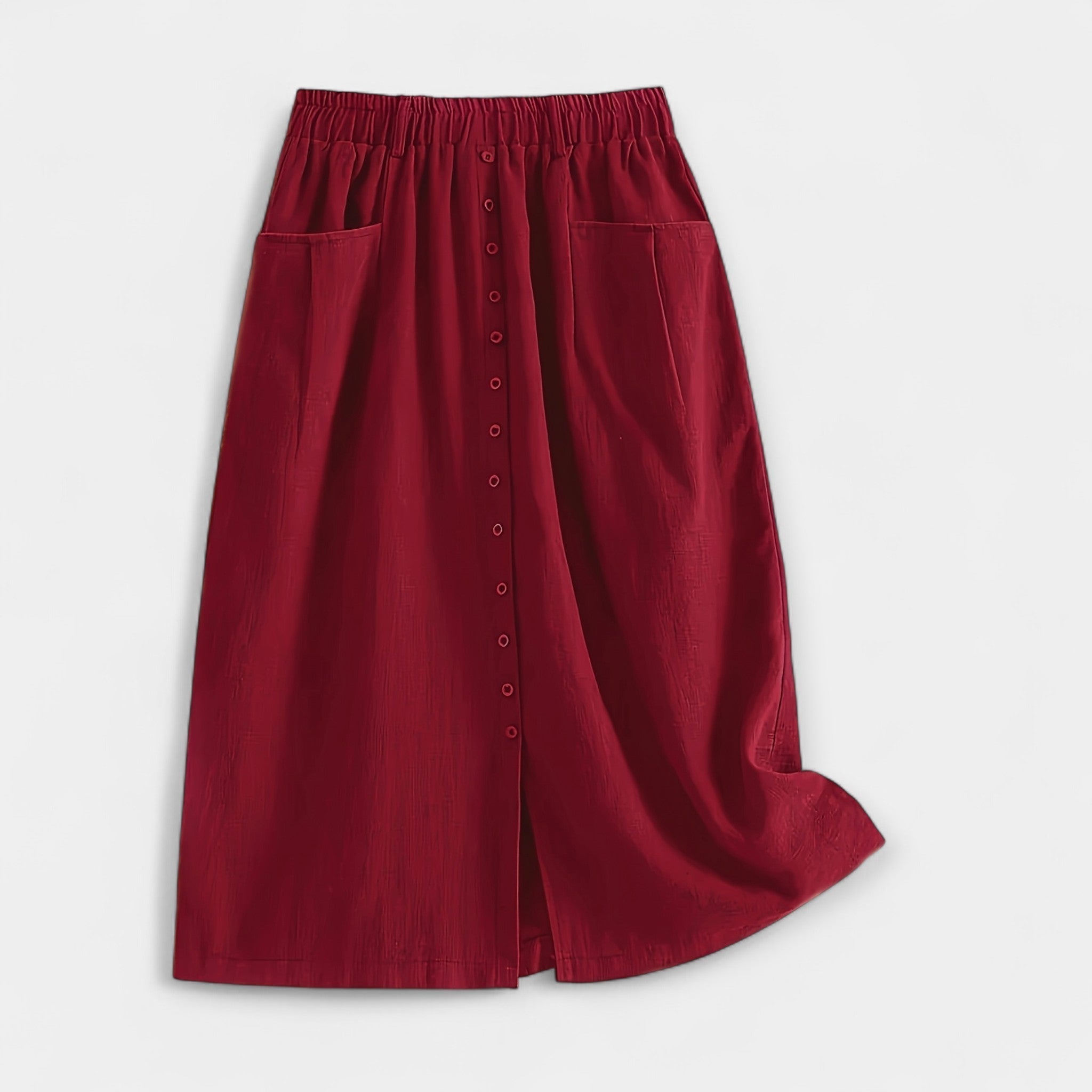 Midi Sukně S Nádechem Vintage Vysoký Pas Denní Nošení